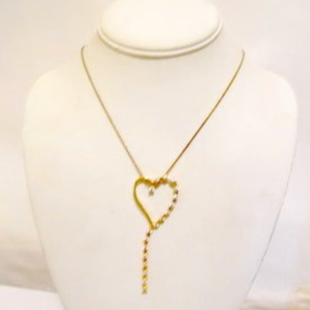 Rare Technibond Open Heart Pendant Necklace 18"